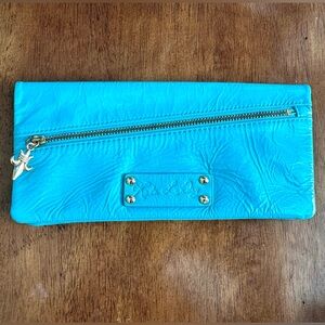 Aqua Polka Dot Genuine Leather Kate Landry Wallet